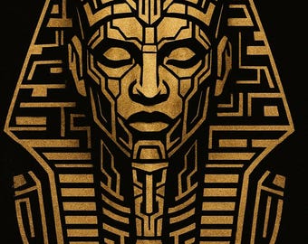 24K Gold Pharaoh Phone Wallpaper, Minimalist Royal Design (Digital Download)