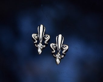Gold Fleur De Lis Earrings/ 14k Vermeil/ Post Earrings