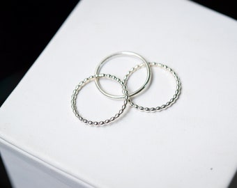 Stacking Ring Set/ Sterling Silver/Dot Stacking Ring