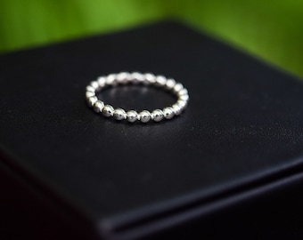 Silver Beaded Stacking Ring/ Sterling Silver/ Stacking Ring/ Stack Ring