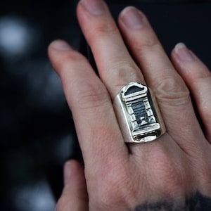 New Orleans Tomb Ring/ Sterling Silver/ Shield Ring
