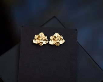 Gold Vermeil Magnolia Earrings/ Magnolia Post Earrings/ Dangle Earrings