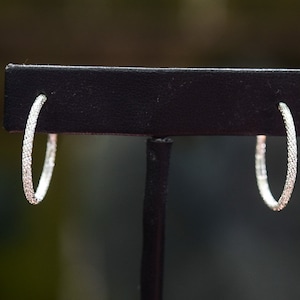 Sparkle Hoop Earrings/ Sterling Silver/ Post Earrings/ Silver Hoops