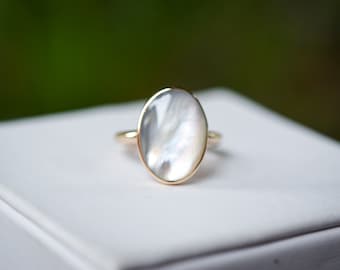 Mother of Pearl Gold Ring/ Gold-filled/ Mother of Pearl