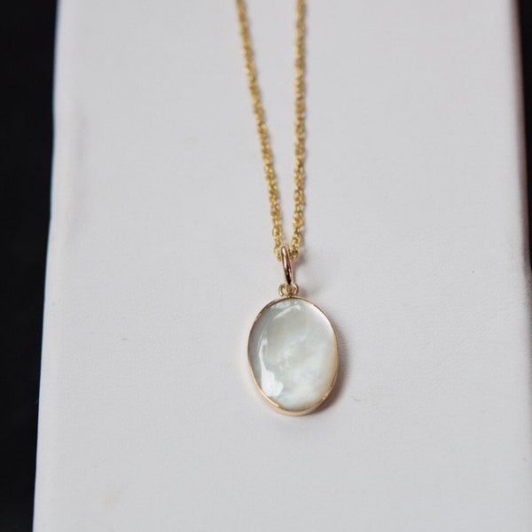 Mother Of Pearl Gold Necklace/ Gold-Filled