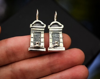 New Orleans Tomb Earrings/ Sterling Silver/ Dangles/ Posts