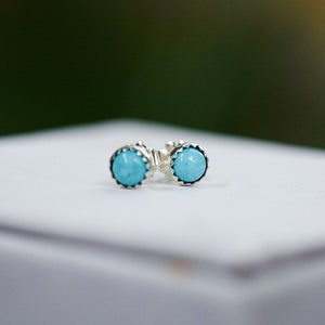 Turquoise Studs/ Sterling Silver/ Post Earrings/ Kingman Turquoise