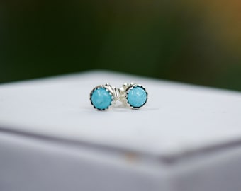 Turquoise Studs/ Sterling Silver/ Post Earrings/ Kingman Turquoise