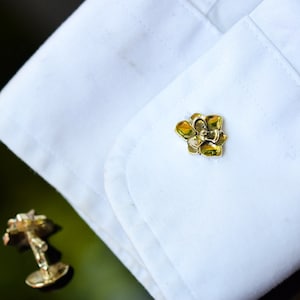 14k Gold Magnolia Cufflinks/ Solid Gold Cufflinks/ Magnolia Cufflinks