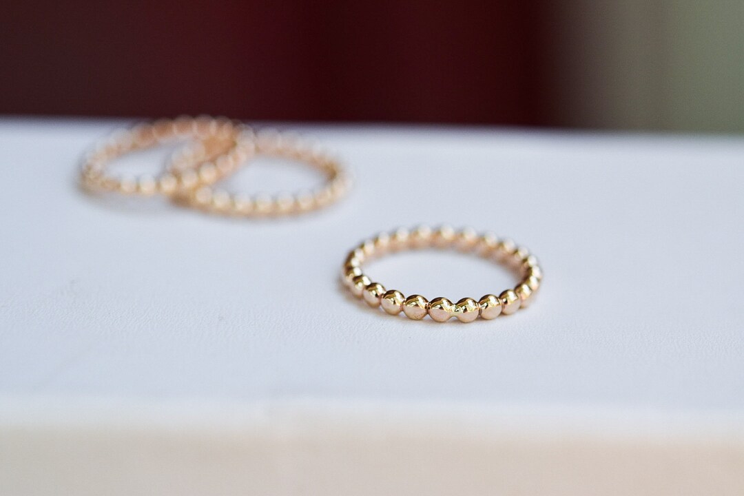Gold Beaded Stacking Ring/ Gold-filled Stacking Ring/ Stacking Rings ...