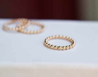 Gold Beaded Stacking Ring/ Gold-Filled Stacking Ring/ Stacking Rings/ Midi Rings