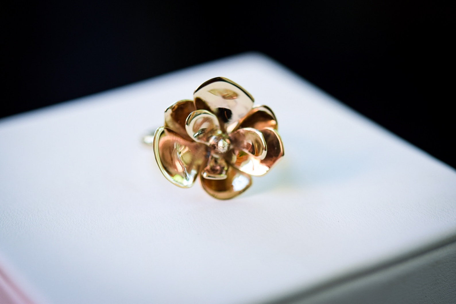 Solid 14k Gold Magnolia Ring | Etsy