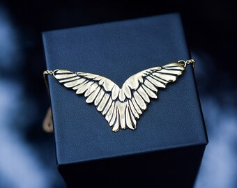 Gold Wings Necklace/ Gold Vermeil/ Big Wings/ Wings Jewelry