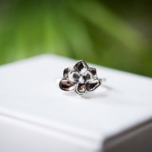 Small Magnolia Ring/ Sterling Silver/ Flower Stacking Ring