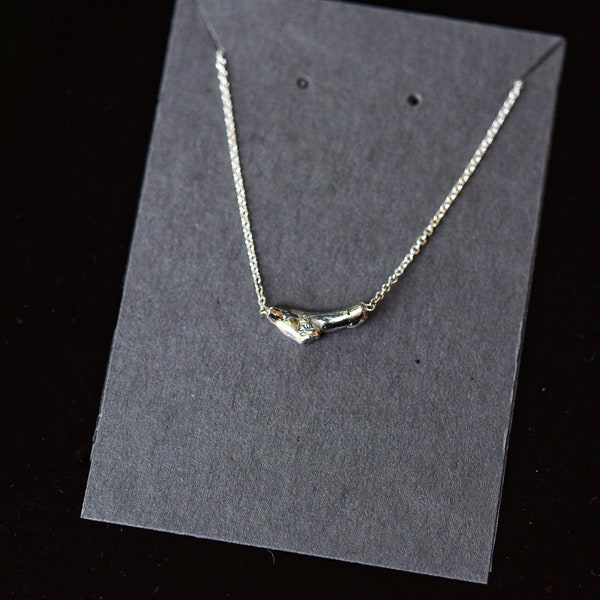 Tiny Branch Necklace/ Sterling Silver/ Small Twig Necklace