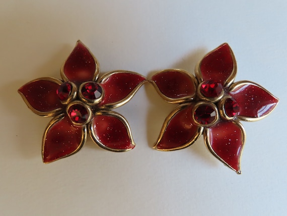 Taratata Paris red flower earrings - image 1