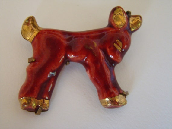 Animal earthenware vintage brooch