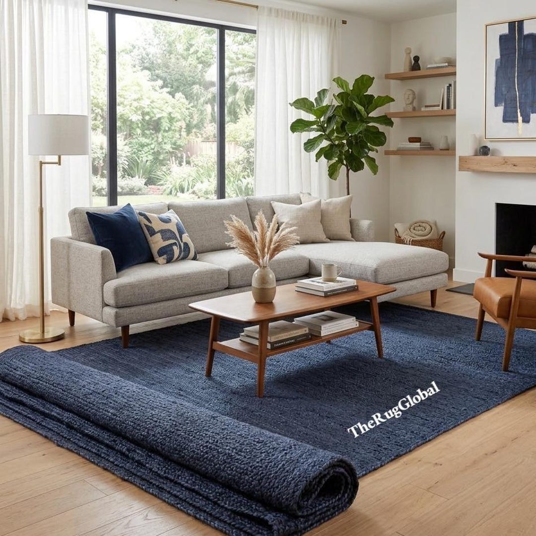 Large Juste Rug Natural Fiber Jute Rug for Living Room, Outdoor Patio Braided Boho ...