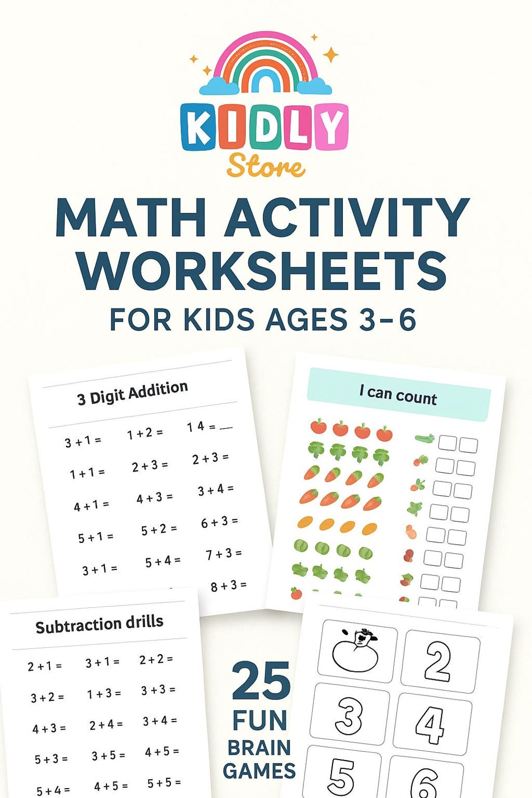 Math Activity Worksheets for Kids Ages 3–6 – 25 Printable Brain Games ...