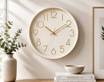 Silent Wall Clock 12 Inch,Modern Wall Clock,Non Ticking Battery Operated Quartz Round Clock for Bedroom, Kitchen, Living Room & Office Decor