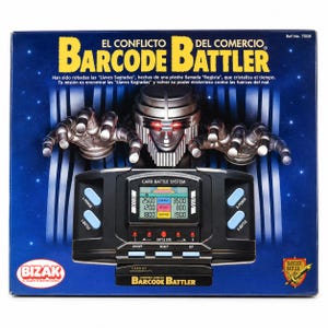 May include: A Barcode Battler electronic card battle system in its original blue packaging. The box features a metallic robot illustration with glowing red eyes, the text EL CONFLICTO DEL COMERCIO BARCODE BATTLER, and a black handheld game console.