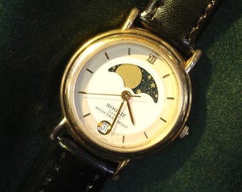 Benrus Legacy Diamond Moon Phase Quartz Analog Women\'s Watch Original Band Vintage BENRUS Legacy Diamond Quartz Gold Tone Moon Phase  main image 4