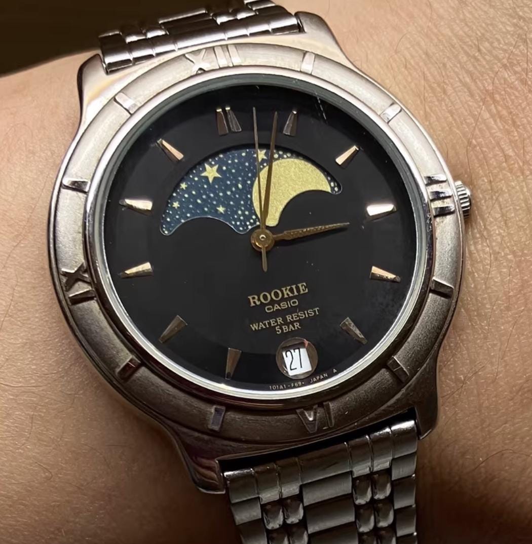 Vintage Casio Rookie Moonphase Watch, Black Dial, Japan Made - Etsy