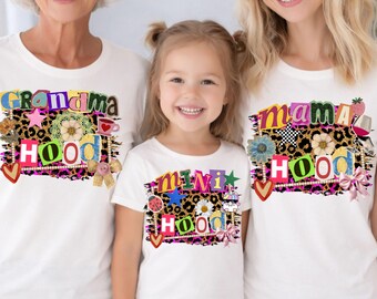 Mama oma mini losgeldbriefje png-bundel, plakboek Moederdagafbeeldingen, luipaardprint coquette T-shirtontwerpen, moeders sublimatiebestanden