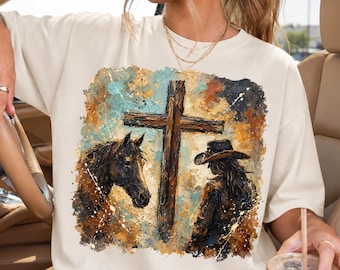 Westerse christelijke cowgirl shirt PNG, God zegt dat ik ben, country T-shirt graphic, ontwerp voor vrouwen van geloof, paardensublimatie, spiritueel boerenmeisje