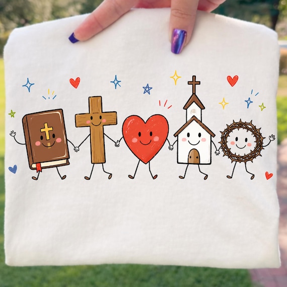 Doodle Characters Png, Christian Hand Drawn Png, Sunday School Shirt Design, Church Tshirt Graphic, Jesus Sublimation