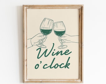 Wine O'Clock Print – Minimalist Line Art Kitchen & Bar Decor