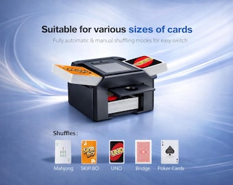 Barajador automático de cartas para 12 barajas, máquina barajadora eléctrica recargable con USB-C.