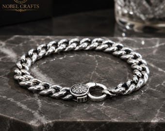 Herenarmband van sterling zilver, punk bikerstijl, gothic streetwear accessoire