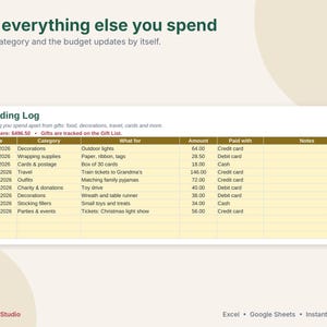 Christmas Budget Planner Spreadsheet, Christmas Gift Tracker & Holiday Budget, Gift List, Card List, Google Sheets Excel Template image 8