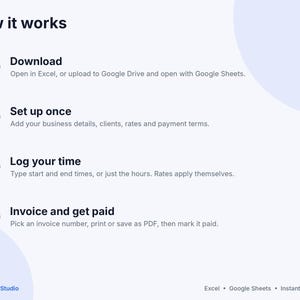 Freelance Invoice Template & Time Tracker Spreadsheet, Google Sheets and Excel, Client Invoice Tracker, Hourly Billing, Small Business image 8