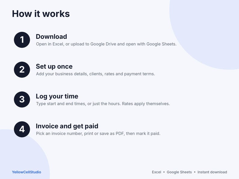 Freelance Invoice Template & Time Tracker Spreadsheet, Google Sheets and Excel, Client Invoice Tracker, Hourly Billing, Small Business image 8