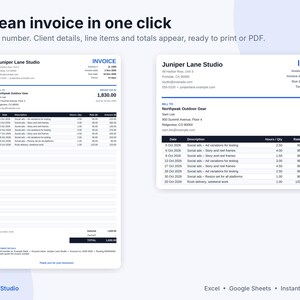 Freelance Invoice Template & Time Tracker Spreadsheet, Google Sheets and Excel, Client Invoice Tracker, Hourly Billing, Small Business image 5