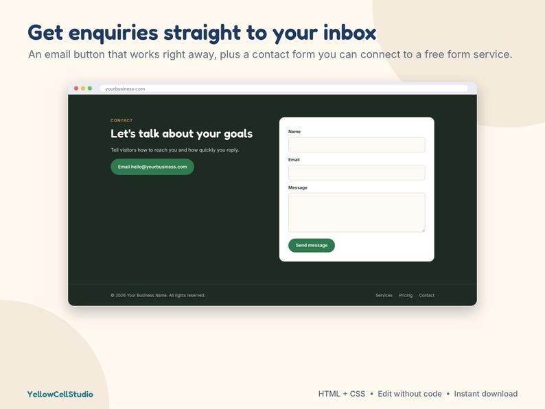 Website Template for Small Business, One Page Landing Page, Coach Website, HTML CSS Template, Edit Without Code, 3 Themes image 7