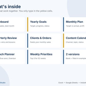 Small Business Planner 2027 Spreadsheet, Business Goal Planner, Content Calendar, Launch Planner, Google Sheets & Excel Template image 3