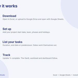 Gantt Chart Excel Template, Project Planner Spreadsheet for Google Sheets & Excel, Project Timeline, Task Tracker, Project Management image 8