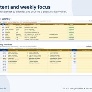 Small Business Planner 2027 Spreadsheet, Business Goal Planner, Content Calendar, Launch Planner, Google Sheets & Excel Template image 8