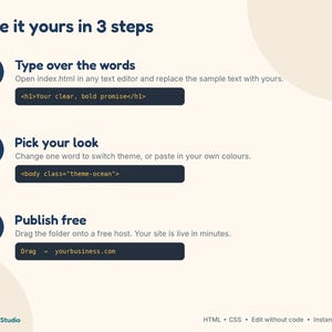 Website Template for Small Business, One Page Landing Page, Coach Website, HTML CSS Template, Edit Without Code, 3 Themes image 9
