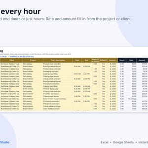 Freelance Invoice Template & Time Tracker Spreadsheet, Google Sheets and Excel, Client Invoice Tracker, Hourly Billing, Small Business image 4