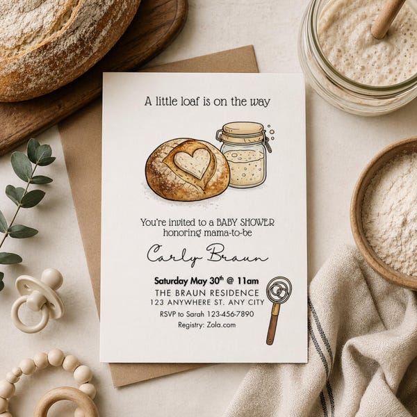 Sauerteig Thema Gender Neutral Baby Shower Einladung Vorlage - Digital Download