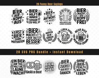 Beer Lover SVG Bundle | Funny Drinking Quotes | German Sayings | Cut Files (Digital Download)