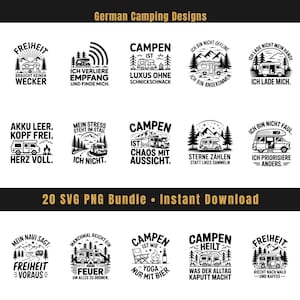 Lot camping SVG • Fichier de traceur de camping allemand • Camping-car Cricut & Silhouette
