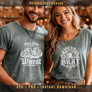 Oktoberfest Plotterdatei – Lustiges Wurst & Brat Paar Design – Partner Shirt SVG PNG