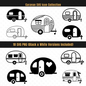 Caravan SVG Icon Bundle • Camping Trailer Icons • SVG PNG Clipart for Cricut & Silhouette