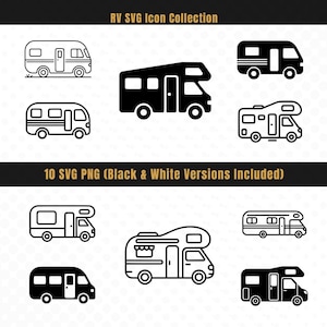 Wohnmobil SVG Icon Bundle • Camping Icons Plotterdatei • SVG PNG Instant Download