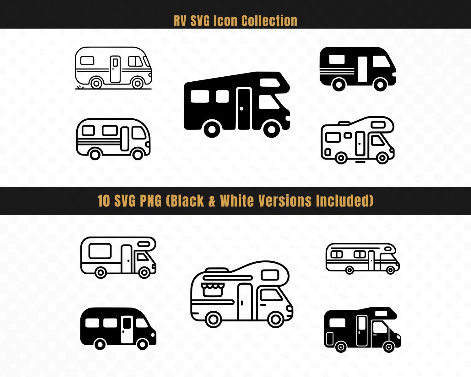 RV Icon Bundle • Motorhome Icons • SVG PNG Clipart for Cricut ...